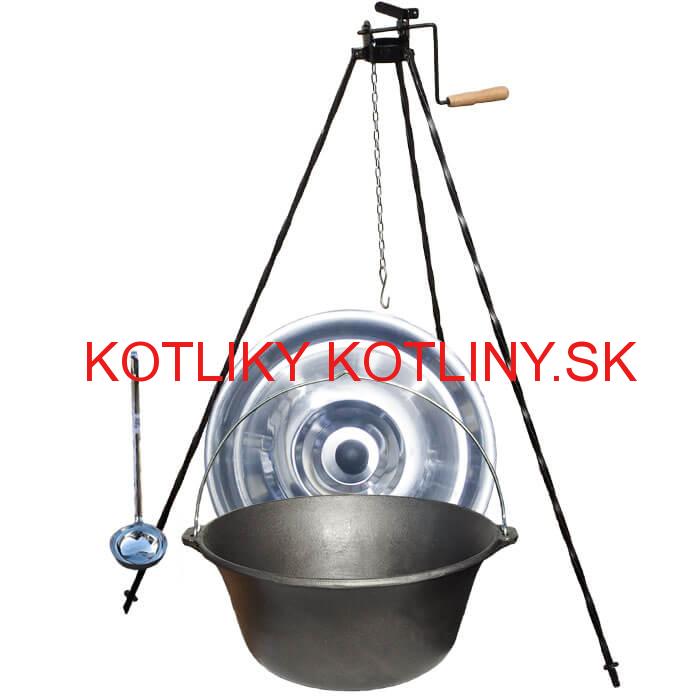 Liatinový kotlík 10,8 L + stojan s kladkou VAR