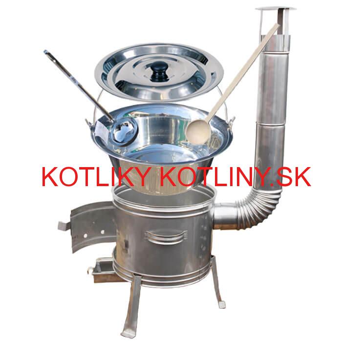 Antikorový kotlík 30 L (1,2 mm) + nerezová kotlina 45 cm + vareška a naberačka TOPLUX