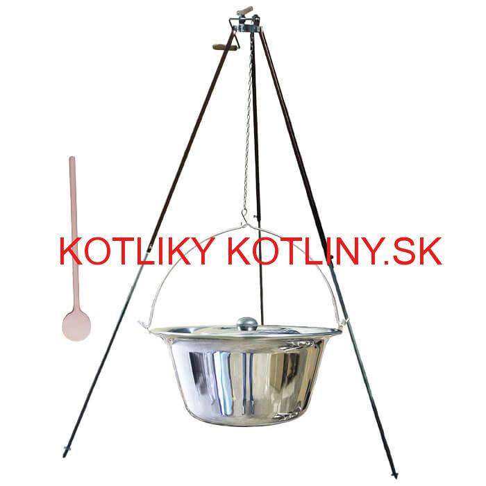Antikorový kotlík 20 L (1,2 mm) + teleskopická trojnožka s poistnou kladkou + pokrievka