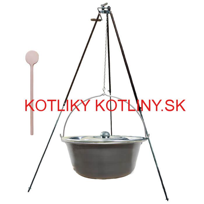 Nerezový kotlík 30 L (1,5 mm) + teleskopická trojnožka s poistnou kladkou + pokrievka