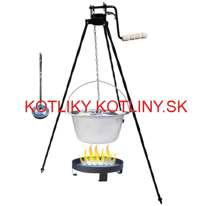 Antikorový kotlík 20 L (0,8 mm) s nitmi + stojan s kladkou VAR