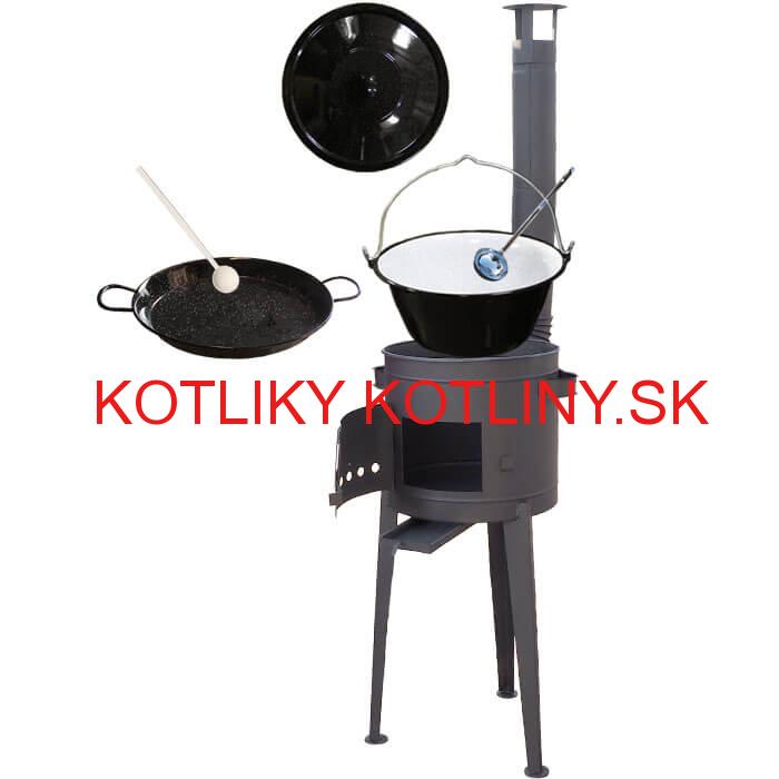 Smaltovaný kotlík 20 L (1,2 mm) + Paella smaltovaná panvica 46 cm + žiaruvzdorná vysoká kotlina 42 PLUS 600