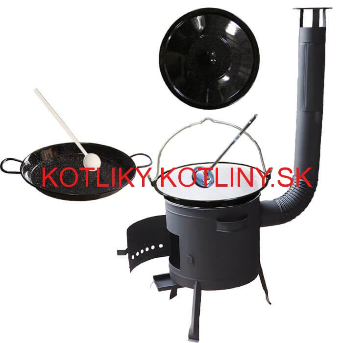 Smaltovaný kotlík 16 L + Paella smaltovaná panvica 42 cm + žiaruvzdorná nízka kotlina 39 PLUS 600