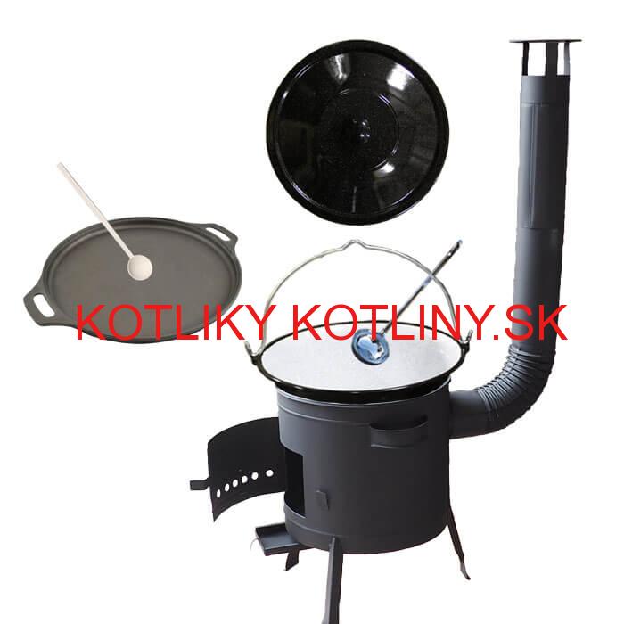 Smaltovaný kotlík 20 L (1,2 mm) + Liatinová panvica 43 cm + žiaruvzdorná kotlina 42 PLUS 600