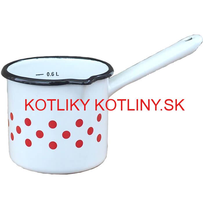 Smaltovaný hrnček s rúčkou 0,6 L - bodkovaný