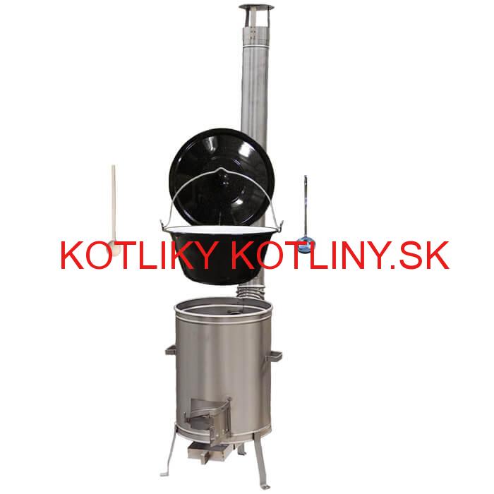 Smaltovaný kotlík 30 L (1,2 mm) + nerezová kotlina 45 cm LUX  + vareška a naberačka