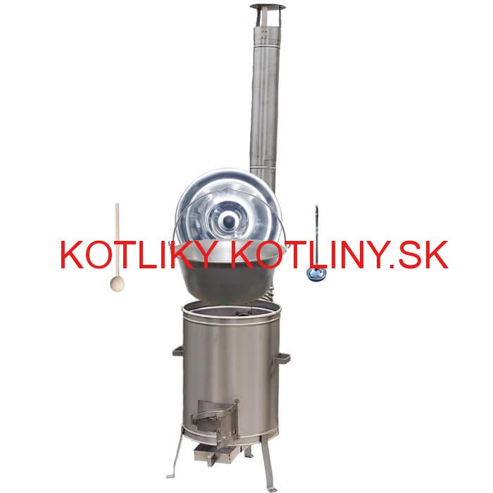 Nerezový kotlík 30 L (1,5 mm) + nerezová kotlina 45 cm LUX + vareška a naberačka