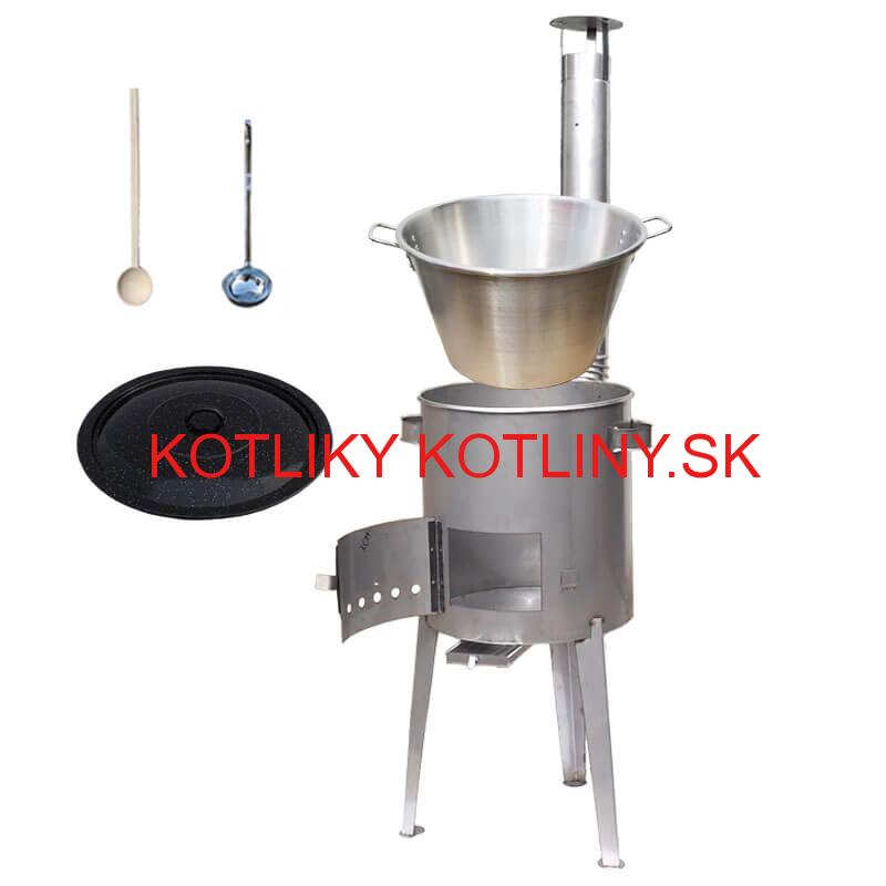 Nerezový kotol 40 L (1,2 mm) + nerezová kotlina 45 cm LUXUS + naberačka a vareška