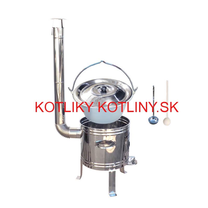 Nerezový kotlík 15 L (0,8 mm) zosilnený s nitmi + nerezová kotlina 36 cm TOP INOX