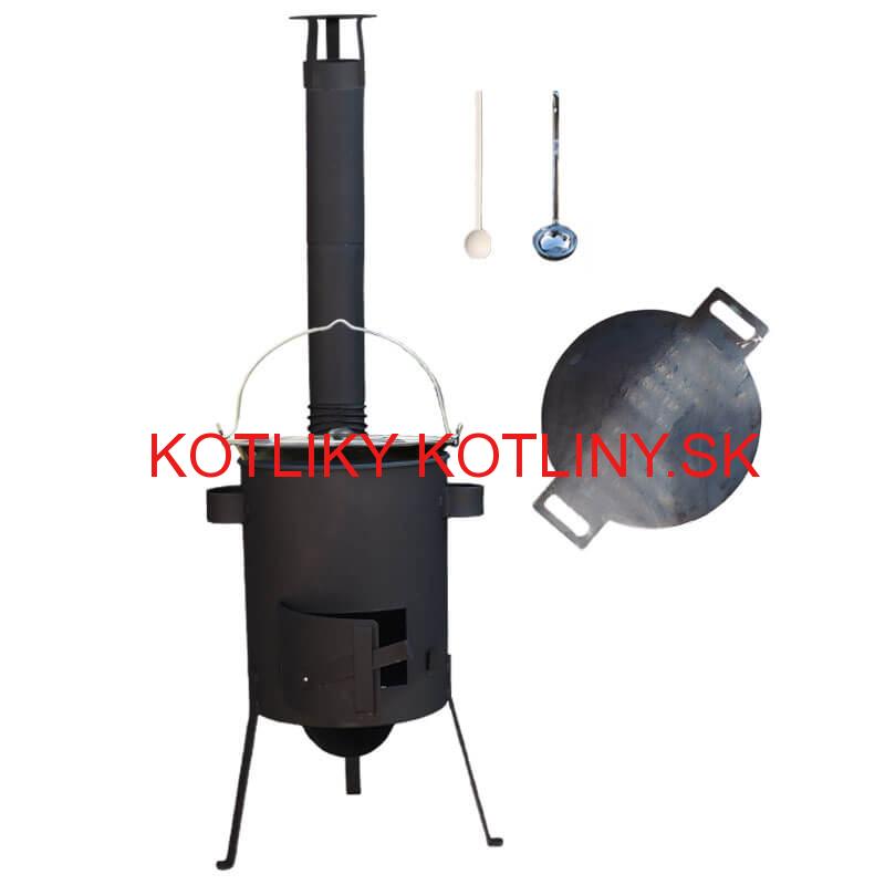 Smaltovaný kotlík 13 L + železná panvica 38 cm UNI + žiaruvzdorná kotlina 36 PLUS 600 4 MM