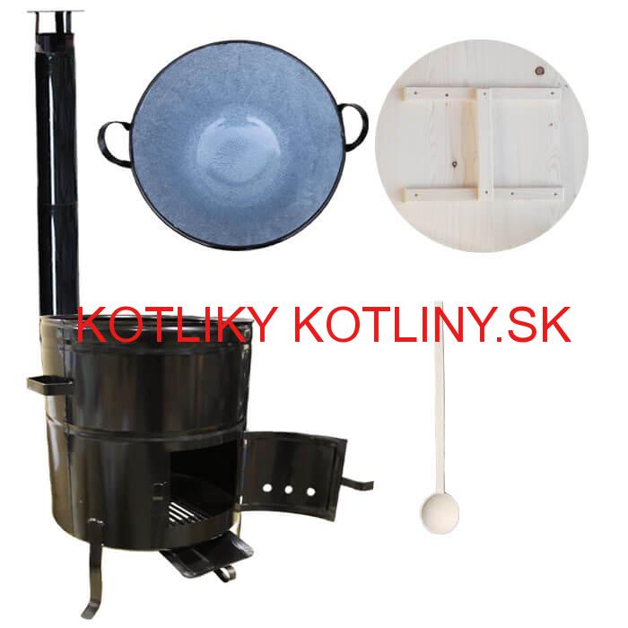 Smaltovaný kotol 100 L na zabíjačku s kovovou kotlinou 60 cm CLASSIC + vareška