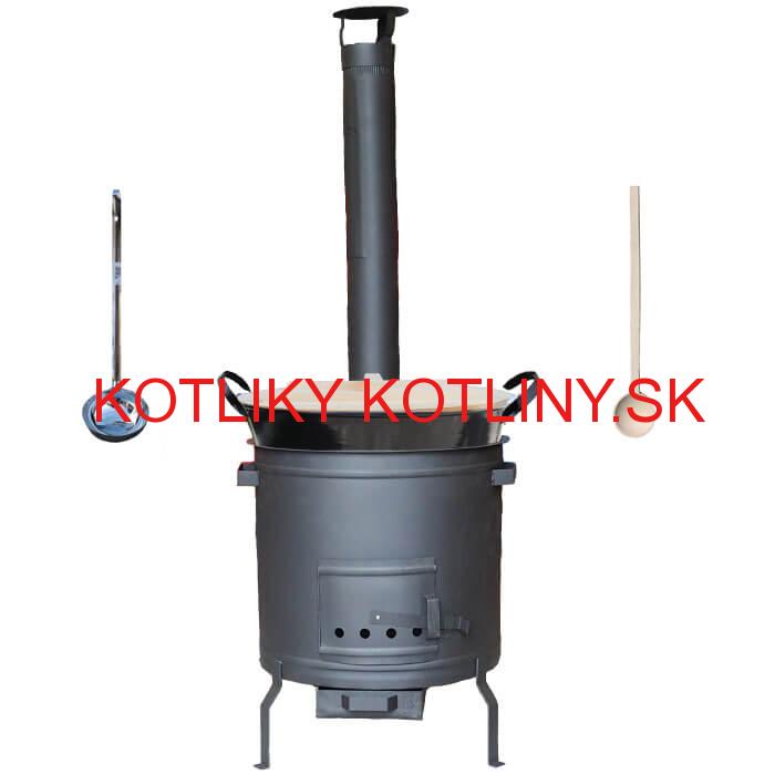 Smaltovaný kotol 100 L + žiaruvzdorná kotlina 60 cm PLUS 600 + vareška a naberačka BIG PARTY