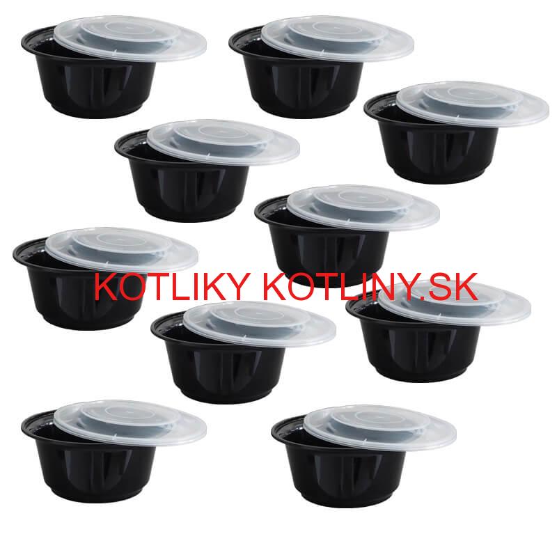 Plastové boxy (misky) na guláš + vrchnáky 1000 ml 10 ks