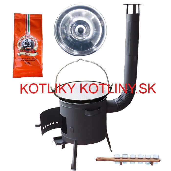 Smaltovaný kotlík 20 L (1,2 mm) + korenie + štamperlíky + nízka žiaruvzdorná kotlina (0,8 mm) 42 PLUS 600