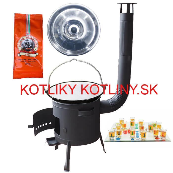 Smaltovaný kotlík 25 L (1,2 mm) + korenie + človeče pi už + nízka žiaruvzdorná kotlina 42 PLUS 600