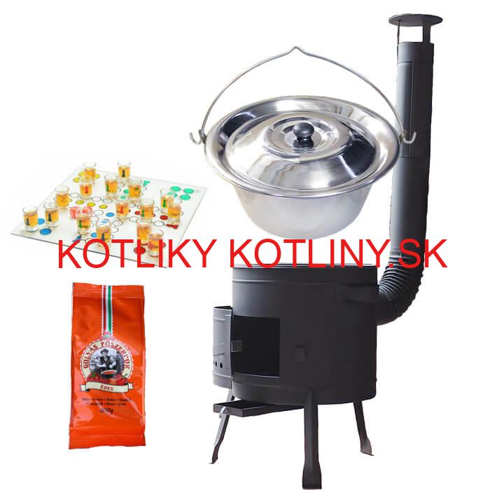 Nerezový kotlík 14 L (0,8 mm) + korenie + človeče pi už + nízka žiaruvzdorná kotlina 36 PLUS 600