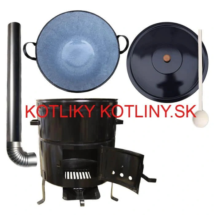 Zabíjačkový smaltovaný kotol 70 L + kovová kotlina 56 cm + dymovod