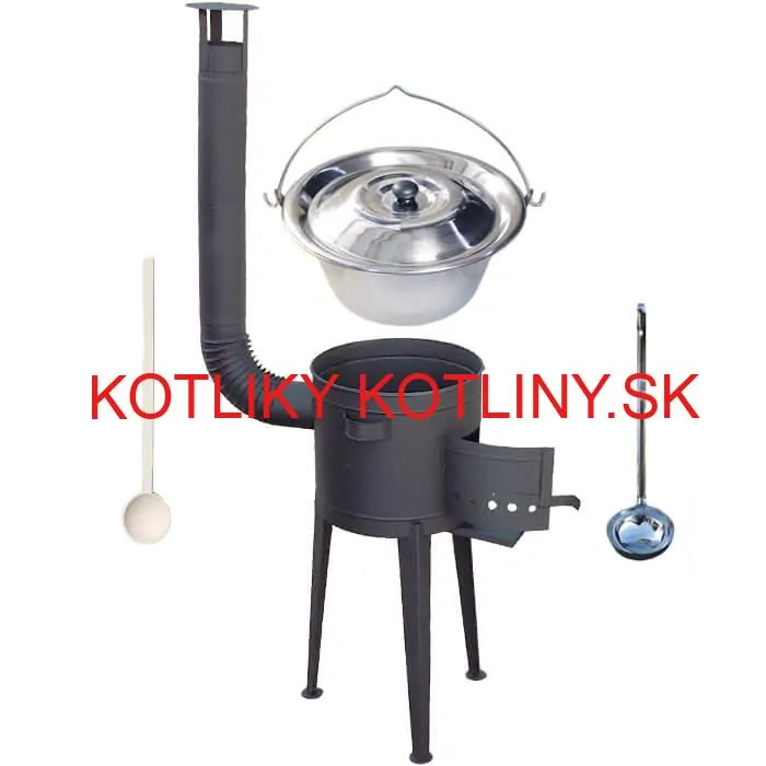 Nerezový kotlík 22 L (0,8 mm) + vysoká žiaruvzdorná kotlina (2,0 mm) HODO 42 cm PLUS 600 + vareška + naberačka