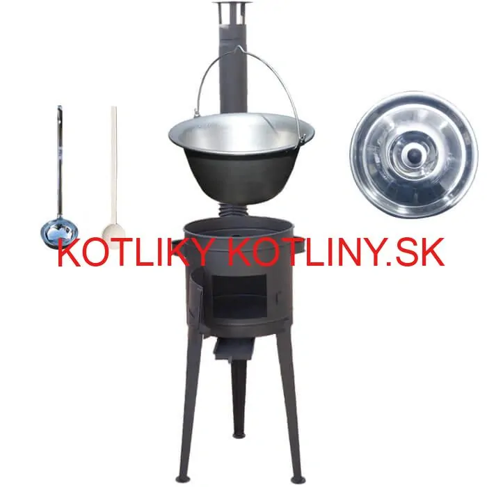 Nerezový kotlík 20 L (1,5 mm) + vysoká žiaruvzdorná kotlina (2,0 mm) HODO 42 cm PLUS 600 + vareška + naberačka