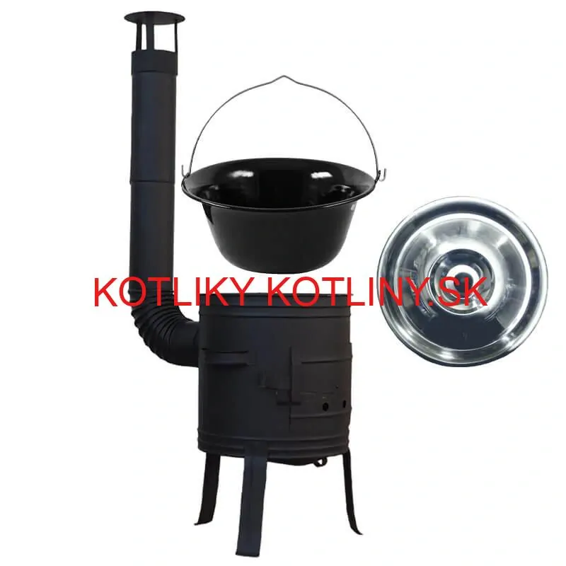 Smaltovaný kotlík 11 L BLACK + nerezová poklice INOX + žáruvzdorná kotlina 33 cm Plus 700