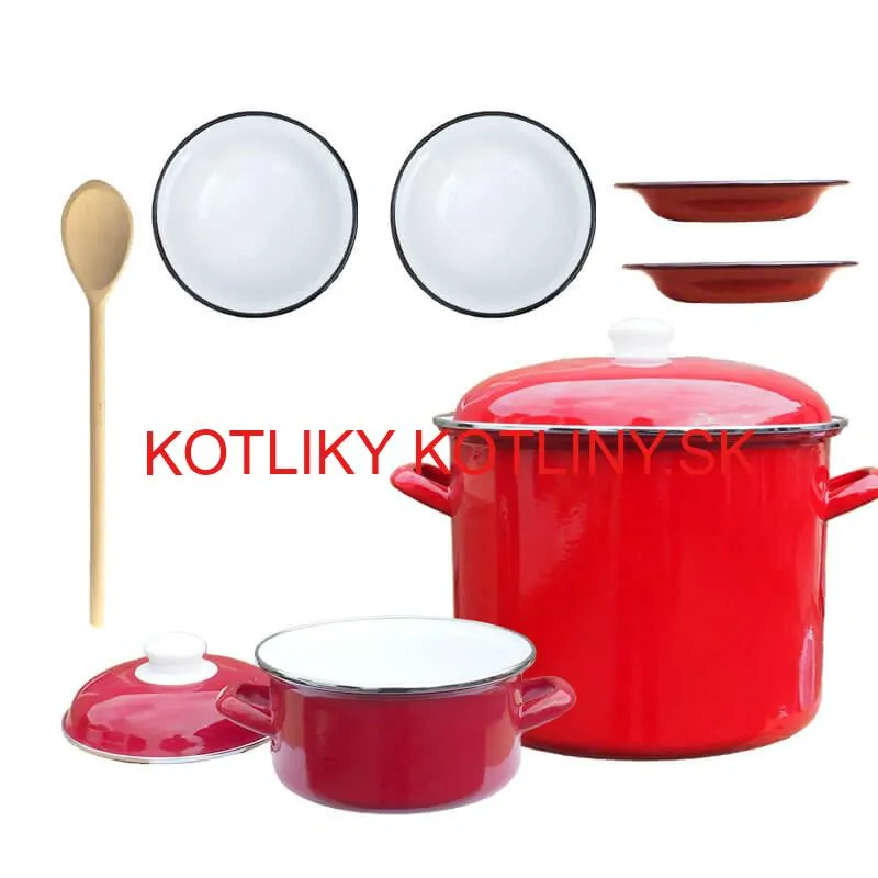 Smaltovaný hrniec s pokrievkou 4 l + Smaltovaný kastról s pokrievkou 2 L + taniere Classic