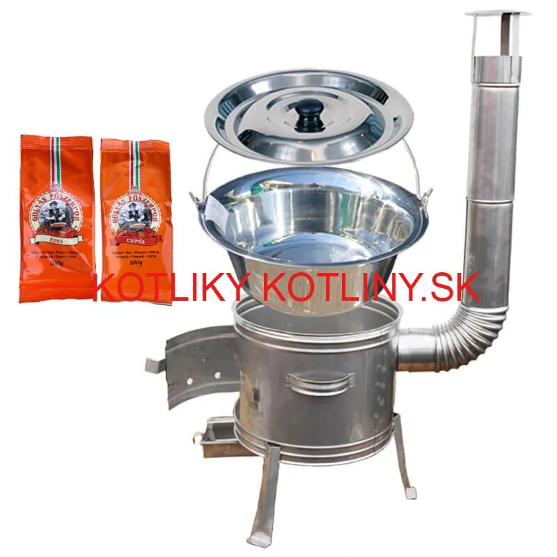 Nerezový kotlík 22 L (0,8 mm) INOX + Nerezová kotlina 42 INOX + paprikové korenie na guláš - MIX 100 g