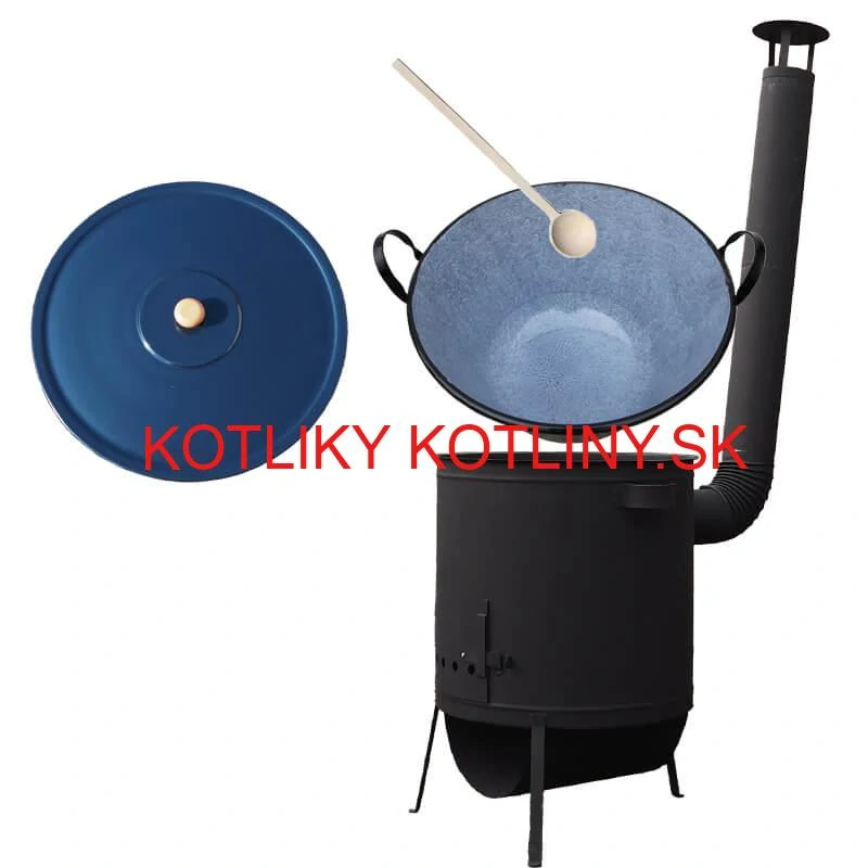 Smaltovaný kotol 70 L na zabíjačku + žiaruvzdorná kotlina 53 PLUS 600 4 MM + vareška