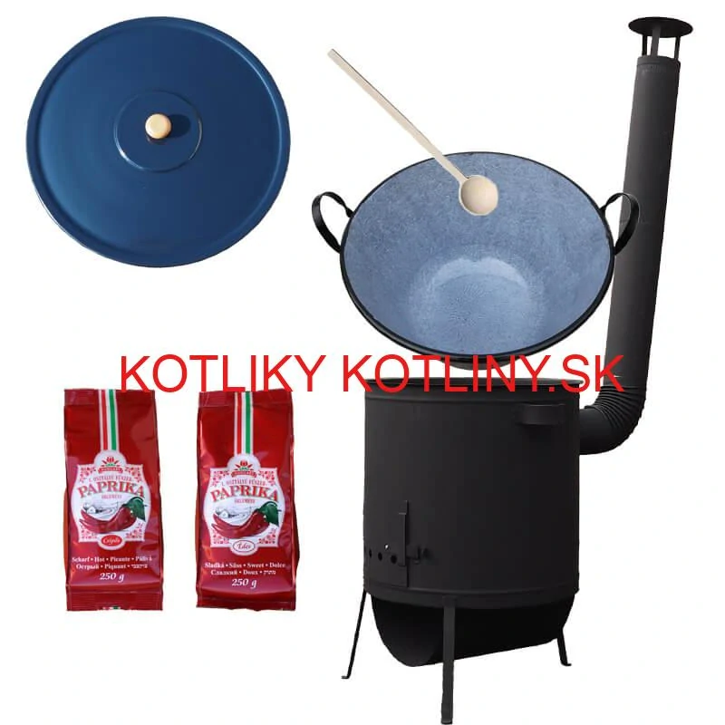 Smaltovaný kotol 70 L na zabíjačku + žiaruvzdorná kotlina 53 PLUS 600 4 MM + sladká a štipľavá paprika + vareška
