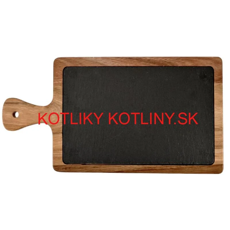Servírovací podnos s bridlicovou doskou a rukoväťou z akáciového dreva 26 x 18 cm