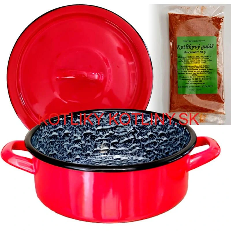 Smaltovaný kastról s pokrievkou COMBI 10 l + korenie na kotlíkový guláš 50 g