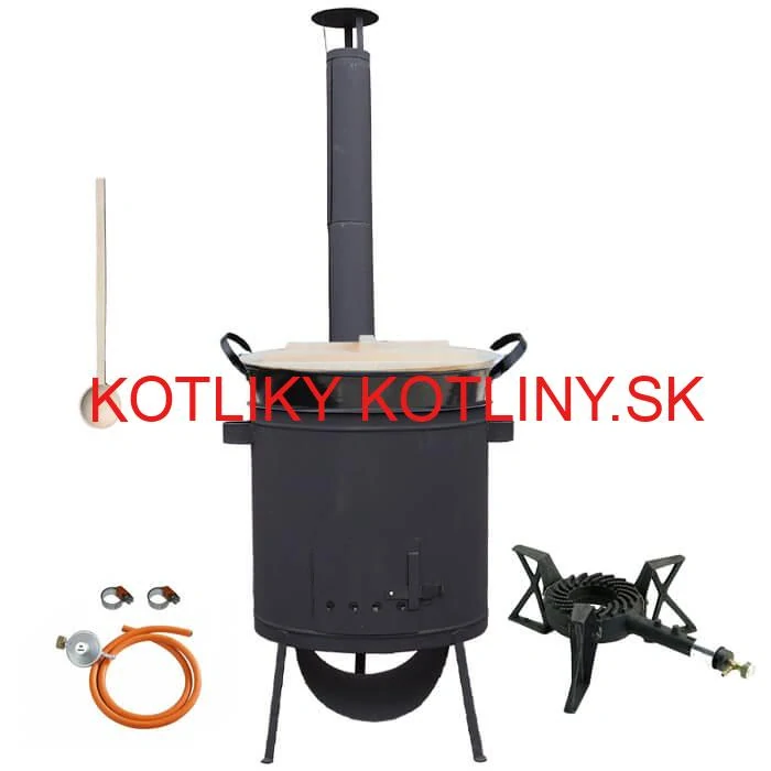 Zabíjačkový smaltovaný kotol 100 L, žiaruvzdorná kotlina 42 PLUS 600 4 MM, horák 7 kW + varecha