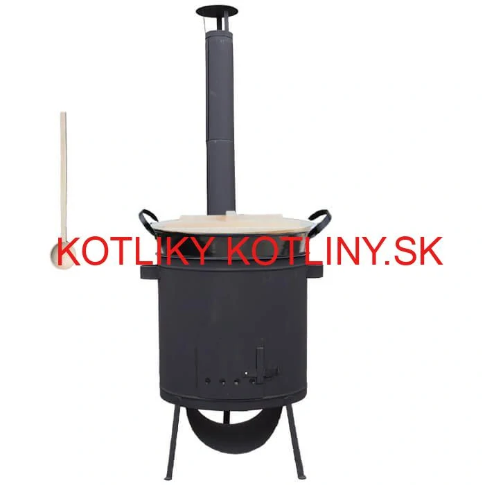 Zabíjačkový smaltovaný kotol 100 L, žiaruvzdorná kotlina 42 PLUS 600 4 MM, drevená pokrievka + vareška