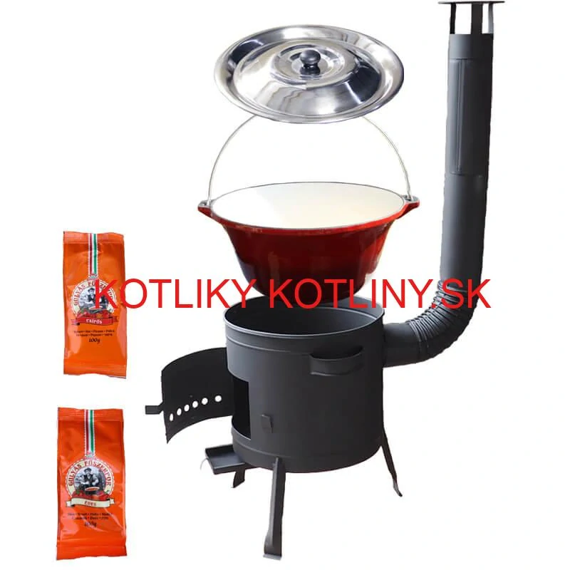 Liatinový kotlík so smaltovanou úpravou 22 L + nízka kotlina 42 PLUS 600 + paprikové korenie na guláš - MIX 100 g