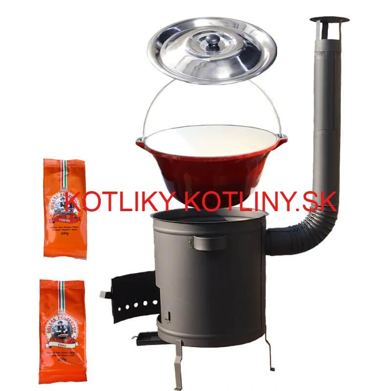 Liatinový kotlík so smaltovanou úpravou 22 L + žiaruvzdorná kotlina 42 cm (1,5 mm) STRONG + paprikové korenie na guláš - MIX 100 g