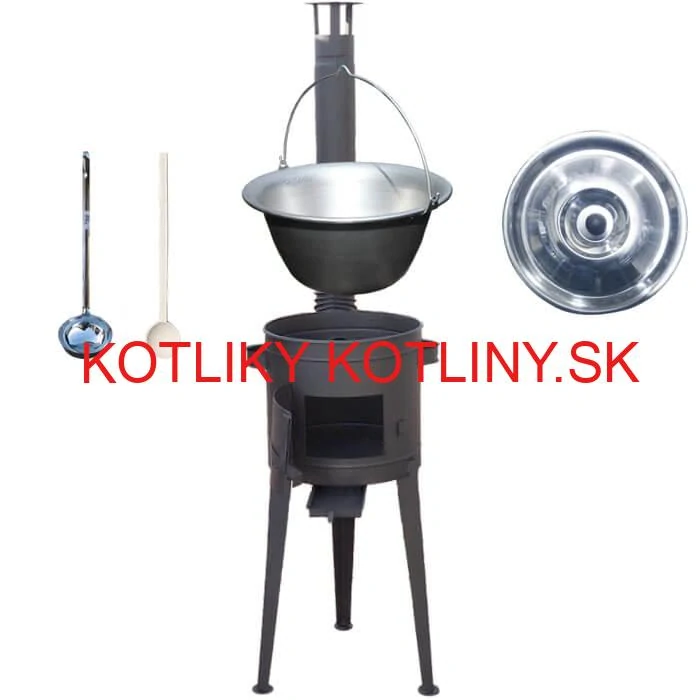 Nerezový kotlík 30 L (1,5 mm) + vysoká žiaruvzdorná kotlina (2,0 mm) HODO 47 cm PLUS 600 + vareška + naberačka