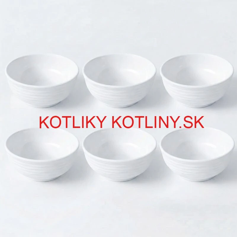 Set 6 ks: Prémiové biele misky s kamennou štruktúrou (750 ml)