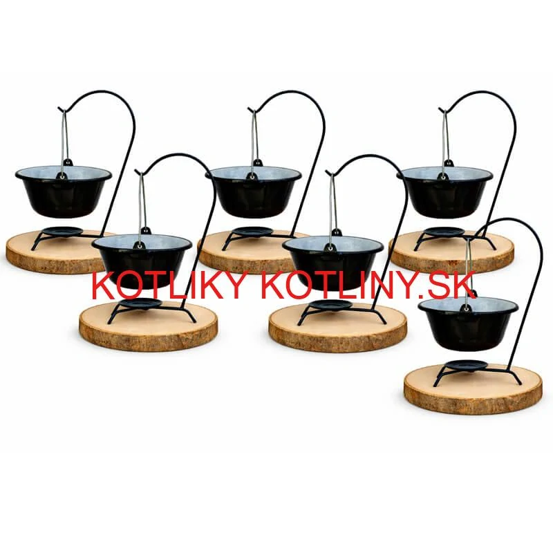 Súprava 6 drevených podnosov z prírodného plátku dreva s kôrou Ø 20–24 cm