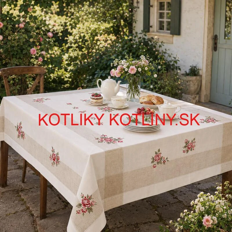 Hrubší textilný obrus Ruže Provence 130 × 180 cm