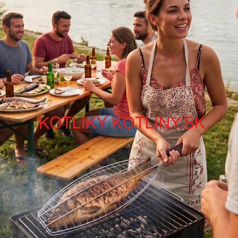 BBQ grilovací rošt na ryby – nerezové grilovacie kliešte 65 × 15 × 4 cm