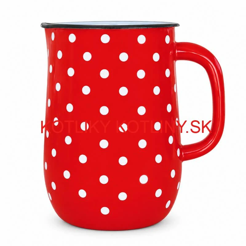 Bodkovaný smaltovaný džbán 2,5 l – červený