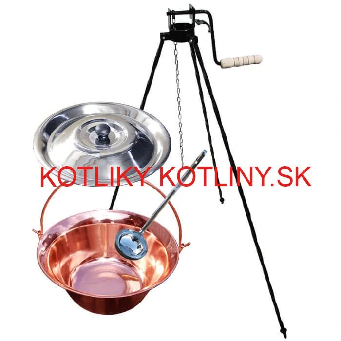 Medený kotlík 30 L (1,2 mm) + pokrievka + stojan s kladkou VAR