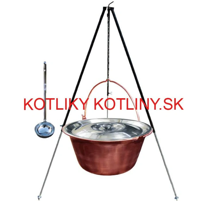 Medený kotlík 30 L (1,2 mm) + pokrievka + klasická teleskopická trojnožka