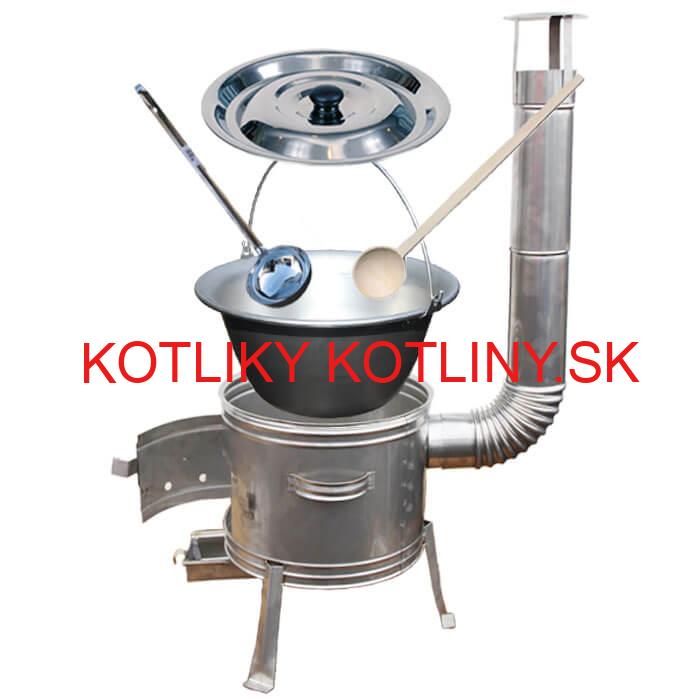 Nerezový kotlík 20 L (1,5 mm) + nerezová kotlina 42 cm + vareška a naberačka TOPLUX