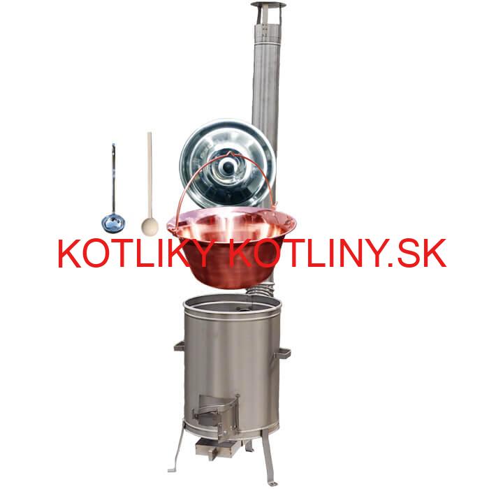 Medený kotlík 10 L (1,2 mm) + nerezová kotlina 36 cm + vareška a naberačka LUX