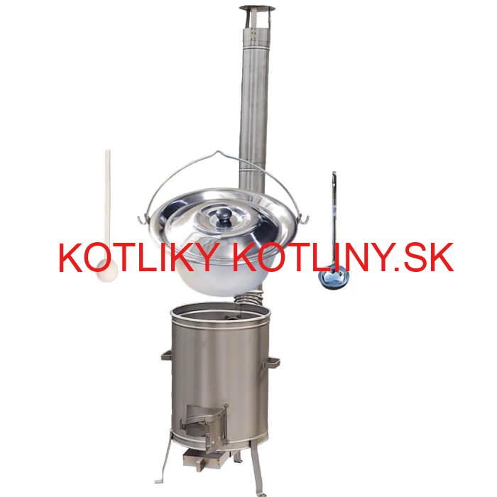 Antikorový kotlík 15 L (1,2 mm) + nerezová kotlina 36 cm + vareška a naberačka LUX