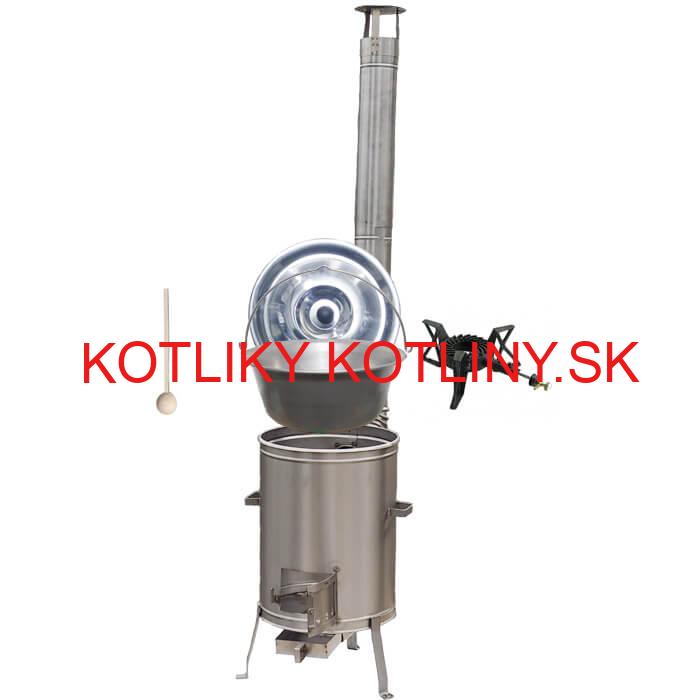Nerezový kotlík 20 L (1,5 mm) + nerezová kotlina 42 cm + liatinový horák 7 kW, vareška LUX