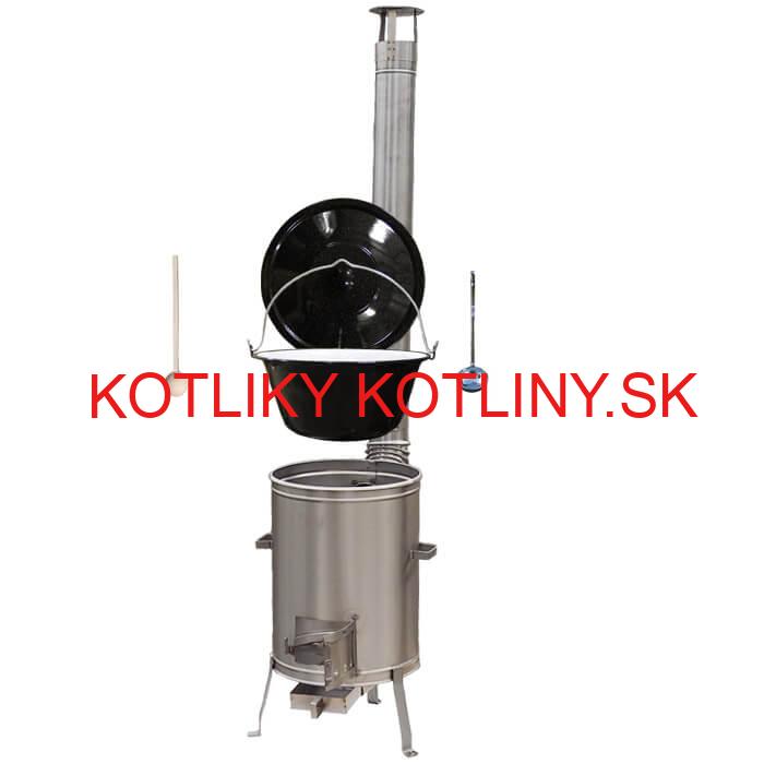 Smaltovaný kotlík 20 L (1,2 mm) + nerezová kotlina 42 cm + vareška a naberačka LUX