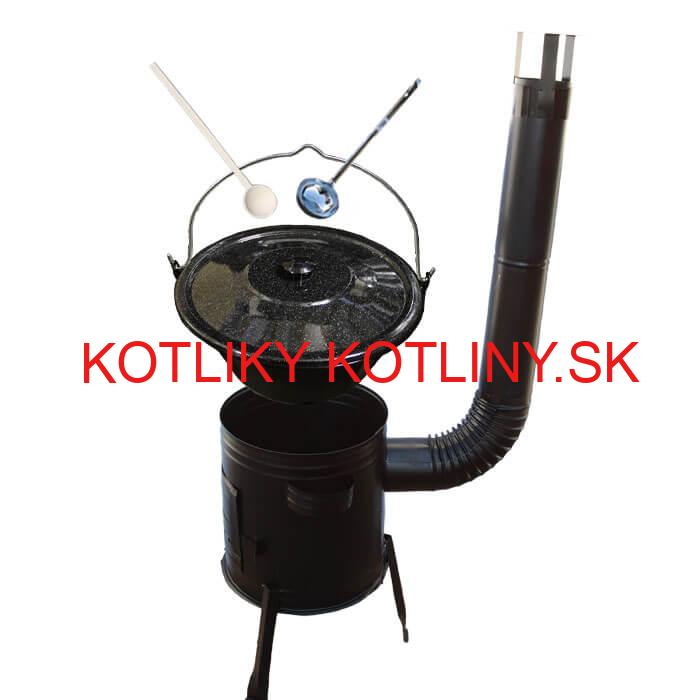 Smaltovaný kotlík 25 L (1,2 mm) + kovová kotlina 42 CLASSIC (KOV) + vareška a naberačka Easy party