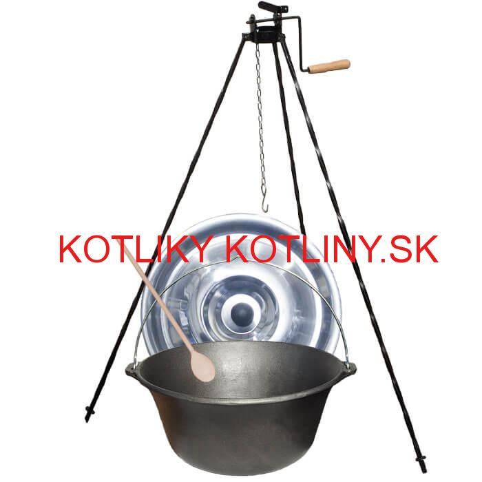 Liatinový kotlík 22 L + stojan s kladkou VAR