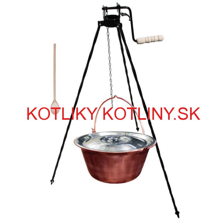 Medený kotlík 30 L + stojan s kladkou VAR